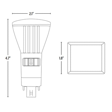LED PL Retrofit Lamp, G24q 4-Pin, 950 Lumens, CCT Selectable, Long Vertical dimensions